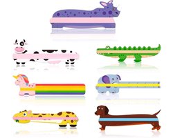 Set van 7 Dieren Leeshelpers, Kleurrijke Boekenleggers, Dyslexie Leesliniaal en Gekleurde Leesstroken voor Studenten en Beginners om Dyslexie te Beheersen en Lezen te Vergemakkelijken