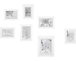Set van 7 fotolijsten DENKORO Stedelijk motief Wit