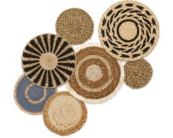 Set van 7 Handgeweven Wandmanden Zeegras - Bohemian Decoratie voor Woonkamer en Keuken