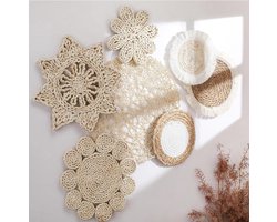 Set Van 7 Stuks, Wanddecoratie, Boheemse Wandmandenset, Wanddecoratie, Wanddecoratie Van Stro, Decoratie Voor De Entree Van Een Gastgezin, Handgeweven Hangdecoratie