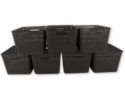 Set van 7 Zwarte Kunststof Opbergboxen (17L) | Stijlvolle Woonkamerorganisatie! | Essentieel Woonartikelen