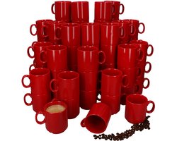 Set van 72 EVENT stapelbare koffiemokken rood porselein 250 ml