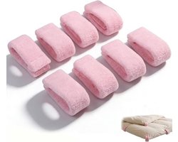 Set van 8 antislip dekbedclips van ABS-kunststof met fleece overtrek voor stevige bevestiging van dekbedden en beddengoed