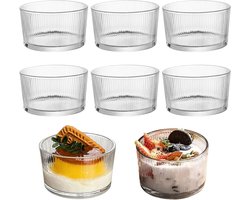 Set van 8 dessertkommen van glas - 200 ml - transparant - kleine schaaltjes voor ijs, tiramisu, panna cotta - ijsbekers voor pudding, jam - zoete gerechten