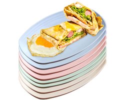 Set van 8 diepe borden, 29,5 cm, grote dinerborden, onbreekbare borden, kunststof borden, herbruikbaar, onbreekbaar, kampeerborden, kinderborden, BPA-vrij, magnetronbestendig