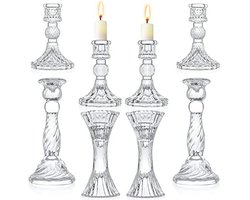 Set van 8 doorzichtige glazen kandelaarhouders voor kaarslicht en decoratie
