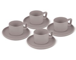 Set van 8 espressokopjes met schoteltjes, 100 ml, Taupe Collection