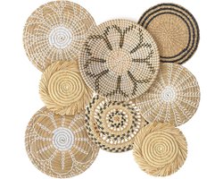 Set van 8 Gewoven Wandmanden - Handgemaakte Rustieke Boho Decoratie - Ronde Zeegras Mand voor Wanddecoratie in Huis, Keuken en Woonkamer