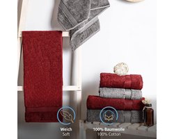 Set van 8 handdoeken van 100% katoen, 4 badhanddoeken 70x140 en 4 handdoeken van 50x100 cm, badstof, zacht, groot, antraciet, grijs/aurora