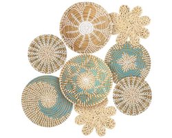 Set van 8 Hangende Geweven Muurmanden - Handgemaakte Decoratieve Rieten Wanddecoratie voor Boho Interieur