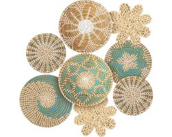 Set van 8 Hangende Geweven Muurmanden - Handgemaakte Decoratieve Rieten Wanddecoratie voor Boho Interieur