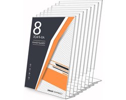 Set van 8 Hoekige Acryl Tafelstands, Transparante A5 Menu Display, Documenthouder en Presentatiestandaard voor Thuis en Kantoor