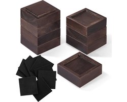 Set van 8 Houten Meubelverhogers - Verstelbare Hoogte 2.5 cm tot 6.35 cm - Massief Hout