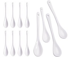 Set van 8 Keramische Dessertlepels, Porseleinen Theelepels met Gladde Glazuur, Vaatwasserbestendig en Warmtebestendig voor Koffie, Thee en Toetjes