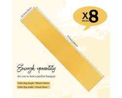 Set van 8 Luxe Gouden Satijnen Tafellopers voor Feest en Bruiloft Decoratie