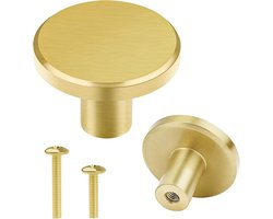 Set van 8 massief messing knoppen met schroeven - 25mm (1 inch) voor meubels, kastdeuren en lades