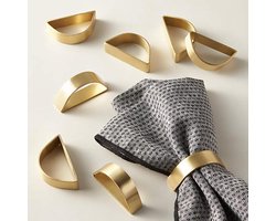 Set van 8 matte gouden servetringen, metallic bronzen servetringhouder, glanzende servetringen voor bruiloften, banketten, diners, feesten en tafeldecoraties (matte gouden halve cirkel)
