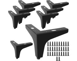 Set van 8 meubelpoten - 10 cm, driehoekig en van zwart ijzer - Voor sofa's, kasten en doe-het-zelfvervanging
