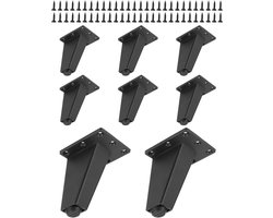 Set van 8 meubelpoten Aluminium meubelverhogers voor kasten, bedden, banken - 8 cm hoog - Zwart