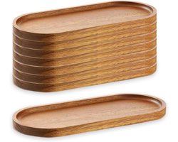 Set van 8 Ovale Dienbladen van Hout 29x10 cm - Geschikt voor Kaas, Fruit en Feestelijke Hapjes