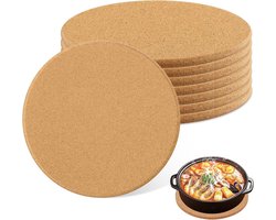 Set van 8 Ronde Kurken Onderzetters - 7,5 Inch, Warmtebestendig, Antislip, Dikte van 1 cm, Absorberend voor Tafelbladen, Keukenaccessoires en Planten