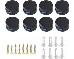 Set van 8 Spiegelklemmen voor Glas - Zinklegering Wandbeugel voor Badkamerspiegel met Pluggen en Schroeven - Geschikt voor 3-5mm en 6-7mm Dikke Glazen Planken