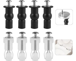 Set van 8 universele schroeven voor toiletzitting, bevestigingsbouten voor toiletzitting scharnieren, toiletzitting aansluitingen, elastische bovenmoeren van rubber, bevestigingen voor blinde gaten