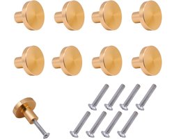 Set van 8 Vintage Ronde Ladesleutels van Massief Messing met Schroeven voor Keukenkasten, Kledingkasten en Dressoirs - 25 mm Diameter, 20 mm Hoog, Perfecte Decoratie voor Jouw Interieur