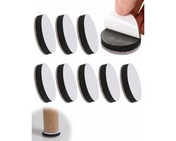 Set van 8 zelfklevende meubelverhogingen van vilt, bedverhoging, tafelverhoging, bankverhoging, voor meubelpoten, tafelpoten, stoel (rond) (6,5 x 1,5 cm) (zwart)
