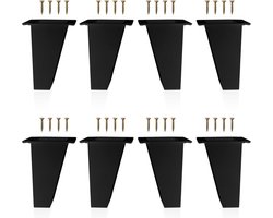Set van 8 Zwarte Meubelpoten Hoekig Scandinavisch Design Inclusief Schroeven