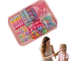 Set van 875 stuks - Meisjes Haaraccessoireset - Elastische haarelastiek voor kinderen - Haarclip, haarspeld, haaraccessoire - Cartoon Haarspeldjes - Cadeauset - Geschikt voor haarstyling voor kleine meisjes - Meerdere kleuren - Kindercadeaus