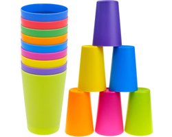 Set van 9 Herbruikbare Plastic Bekers in Kleurrijke Kleuren - Ideaal voor Feesten, Barbecues en Dagelijks Gebruik - 260 ml Drinkbekers voor Thuis en Buiten