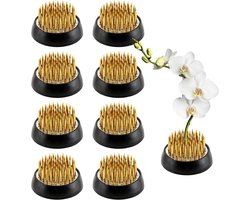 Set van 9 Ronde Messing Bloemenstandaards voor Japanse Ikebana en Bloemstukken