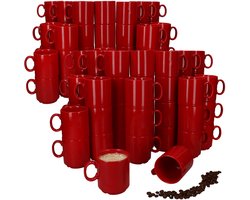 Set van 96 EVENT stapelbare koffiemokken ROOD porselein 250 ml