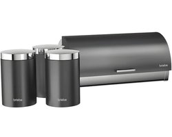 Set van Broodtrommel en 3 Opbergdozen van Roestvrij staal, Modern Design, Met Schuifdeksel, Perfect voor Brood en Gebak