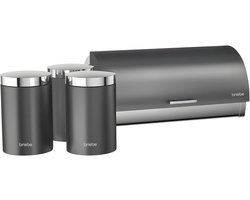 Set van Broodtrommel en 3 Opbergdozen van Roestvrij staal, Modern Design, Met Schuifdeksel, Perfect voor Brood en Gebak