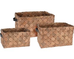 Set van drie gevlochten manden, natuurlijk