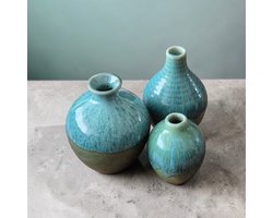 Set van drie kleine vaasjes - Amy, Carmen en Belle - groen/blauw - moederdag cadeau