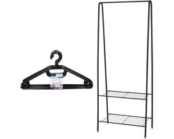 Set van kledingrek met plank en kledinghangers - metaal - 152 cm