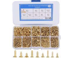 Set van Kleine Zelftappende Schroeven - M2/M2.5/M3 Houtschroeven - 6mm/8mm/10mm Platte Kop Phillips Schroeven voor Kantoormeubilair - Houten Meubels (1080 Stukken)