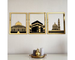 Set van Masjid Al Aqsa, Masjid Al-Haram & Masjid An-Nabawi - Islamitische Wanddecoratie - Ramadan Decoratie - Ramadan Versiering - Ramadan Cadeau