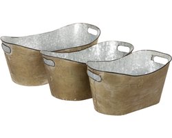 Set van plantenpotten en -bakken, koperkleurig/wit, L32,5cm/36,5cm/41,