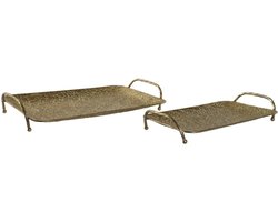 Set van trays Home ESPRIT Gouden Modern 48,5 x 30 x 8 cm (2 Stuks)