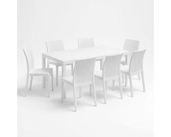 Set van tuinmeubelen met rechthoekige tafel en 6 stoelen voor buiten