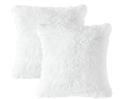 Set van twee decoratieve kussenslopen, 40x40 cm, effen kleur, zacht pluche oppervlak, geschikt voor banken, woonkamers, bedden, auto's, enz.