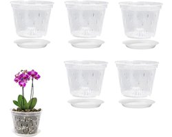 Set van twee plastic bloempotten Geschikt voor op het balkon, zwart, met drainagegaten en afneembare voet.