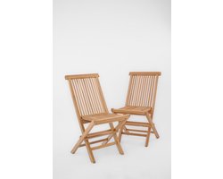 Set van Twee Teak Houten Klapstoel | Tenerif | Opvouwbare Tuinstoel | Licht en Sterk