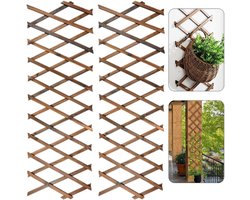 Set van twee uitschuifbare plantenstandaards, 180 cm x 30 cm, houten plantenstandaardpaneel, geschikt voor klimplanten, kan worden gebruikt als decoratieve hangende wandplank, geschikt voor slaapkamers, tuinen, terrassen, binnen/buiten.