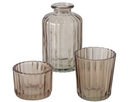 Set van vaasje en 2 theelichthouders - Boltze