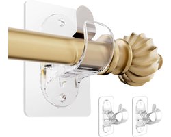 Set van zelfklevende gordijnroedes - zonder boren - 2 stuks - transparant